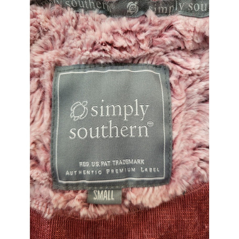 Simply Southern Womens Small Mauve Pink Faux Fur Sherpa Quarter Zip Pullover - Picture 4 of 7